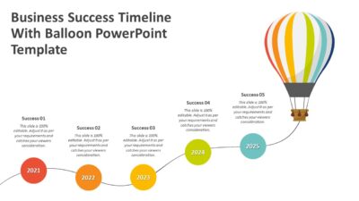 Business Success Timeline With Balloon PowerPoint Template