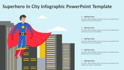 Superhero In City Infographic PowerPoint Template
