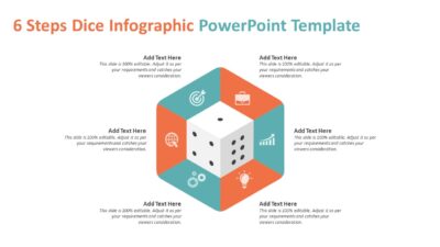 6 Steps Dice Infographic PowerPoint Template