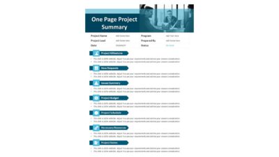 One Page Project Summary PowerPoint Template