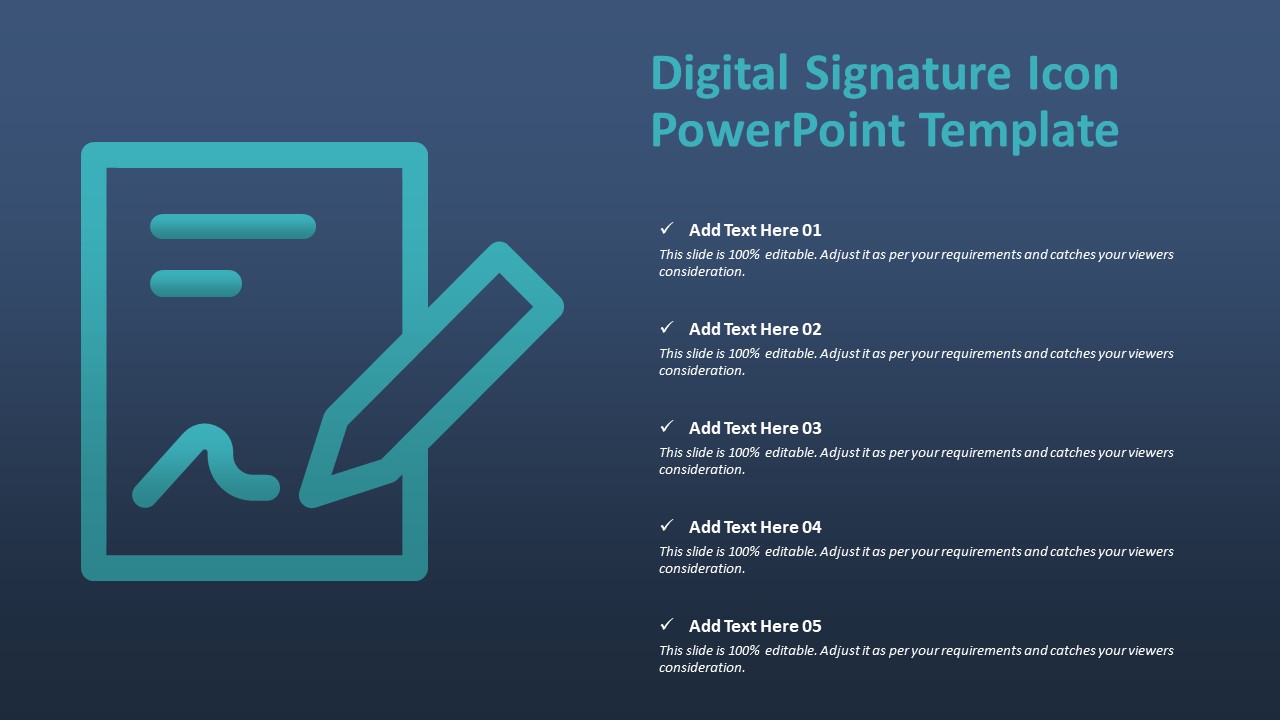 Digital Signature Icon Powerpoint Template Ppt Templates