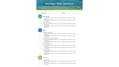 One Pager Thesis Statement PowerPoint Slide