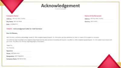 Acknowledgement Letter from Employer PowerPoint Template
