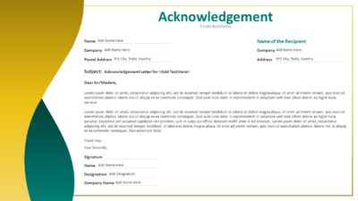 Acknowledgement Letter for Business PowerPoint Template