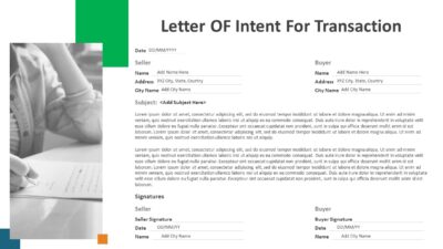 Letter of Intent for Transaction PowerPoint Template
