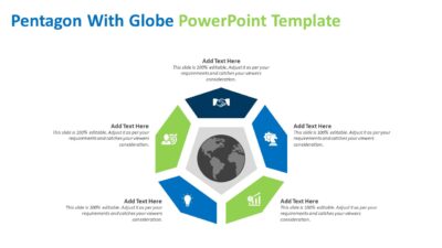 Pentagon With Globe PowerPoint Template