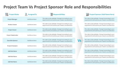 Project Team Vs Project Sponsor Role and Responsibilities PowerPoint Template