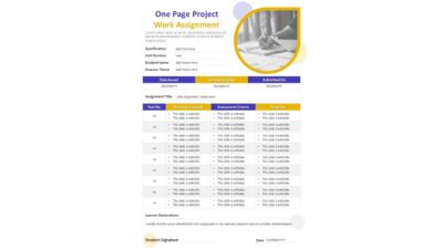 One Page Project Work Assignment PowerPoint Template