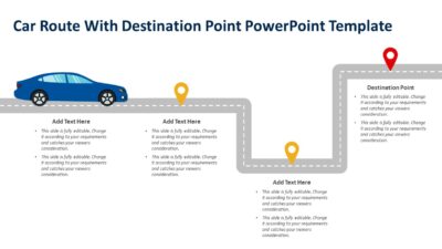 Car Route With Destination Point PowerPoint Template
