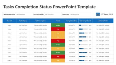 Tasks Completion Status PowerPoint Template