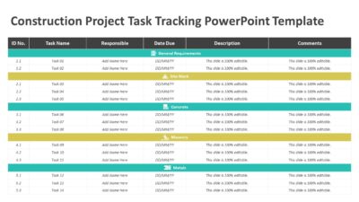 Construction Project Task Tracking PowerPoint Template