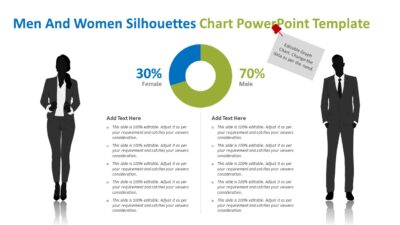 Men And Women Silhouettes Chart PowerPoint Template