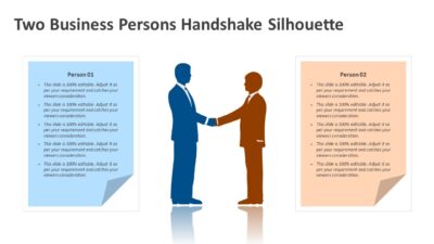 Two Business Persons Handshake Silhouette PowerPoint Template