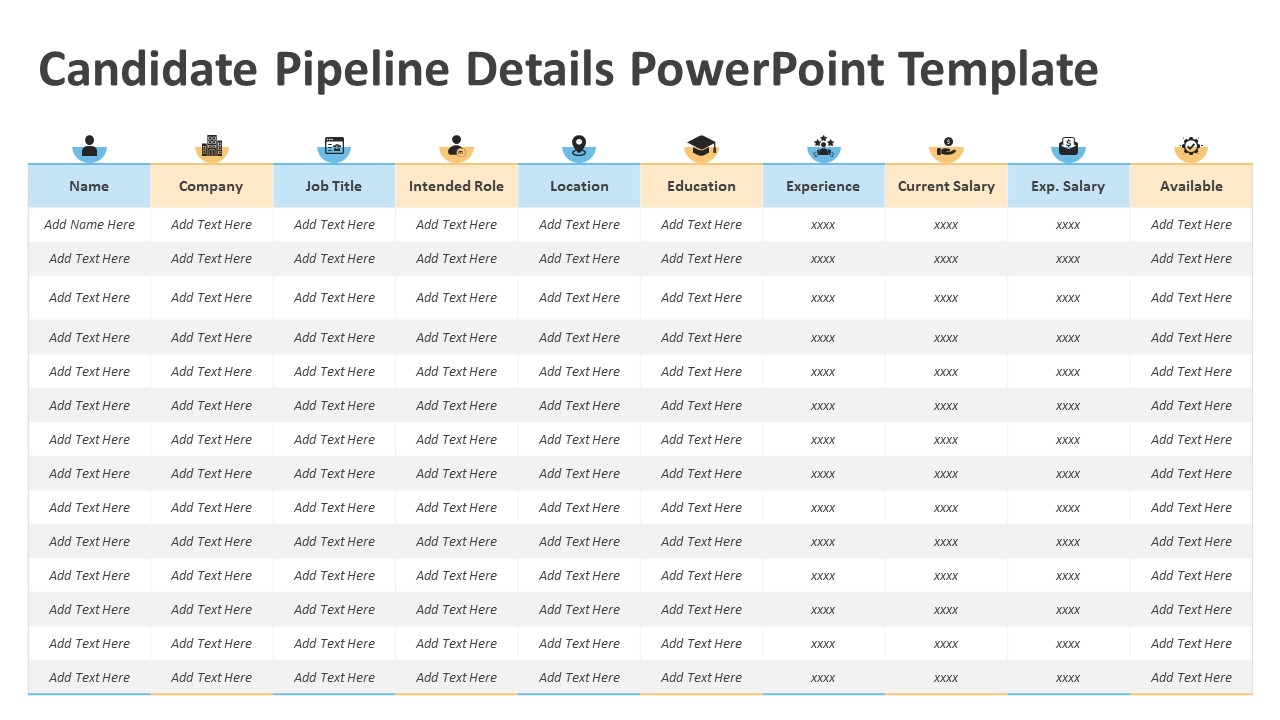 Candidate Pipeline Details PowerPoint Template PPT Templates