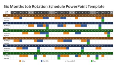 Six Months Job Rotation Schedule PowerPoint Template