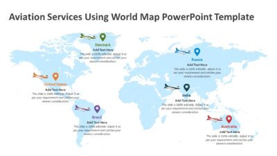 Aviation Services Using World Map PowerPoint Template