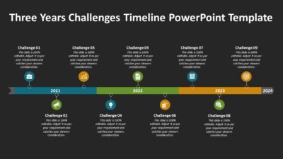 Three Years Challenges Timeline PowerPoint Template