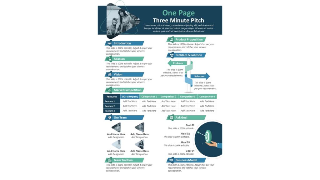 One Page 3-Minute Pitch PowerPoint Template