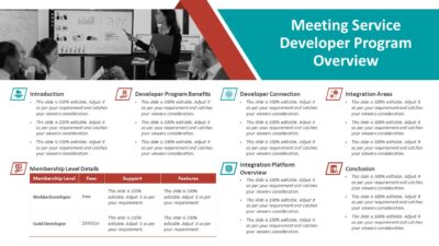 One Page Meeting Service Developer Program Overview PowerPoint Template