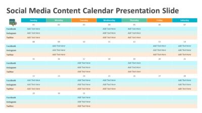 Social Media Content Calendar Presentation Slide