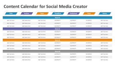 Content Calendar for Social Media Creator PowerPoint Template