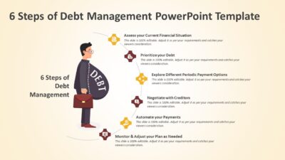6 Steps of Debt Management PowerPoint Template