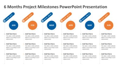6 Months Project Milestones PowerPoint Presentation