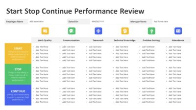Start Stop Continue Performance Review PowerPoint Template