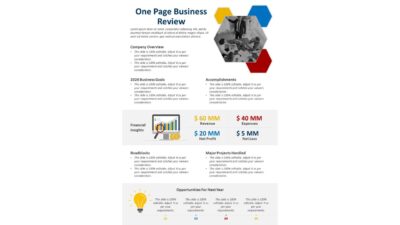 One Page Business Review PowerPoint Template