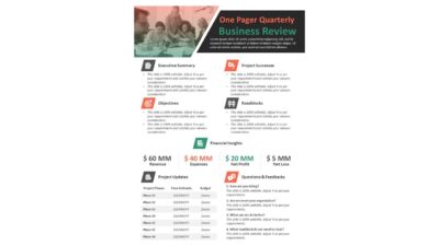 One Pager Quarterly Business Review PowerPoint Template