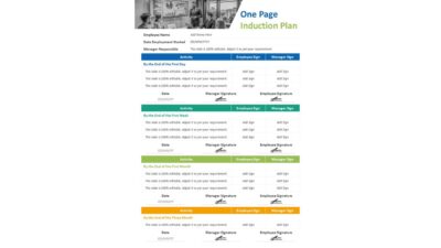One Page Induction Plan PowerPoint Template