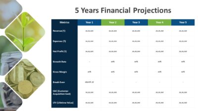 5 Years Financial Projections PowerPoint Slide