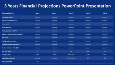 5 Years Financial Projections PowerPoint Presentation