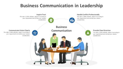 Business Communication in Leadership PowerPoint Template