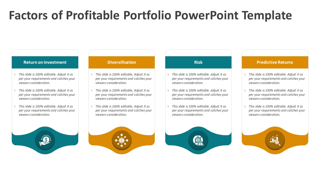 Factors of Profitable Portfolio PowerPoint Template to showcase Portfolio Key Drivers