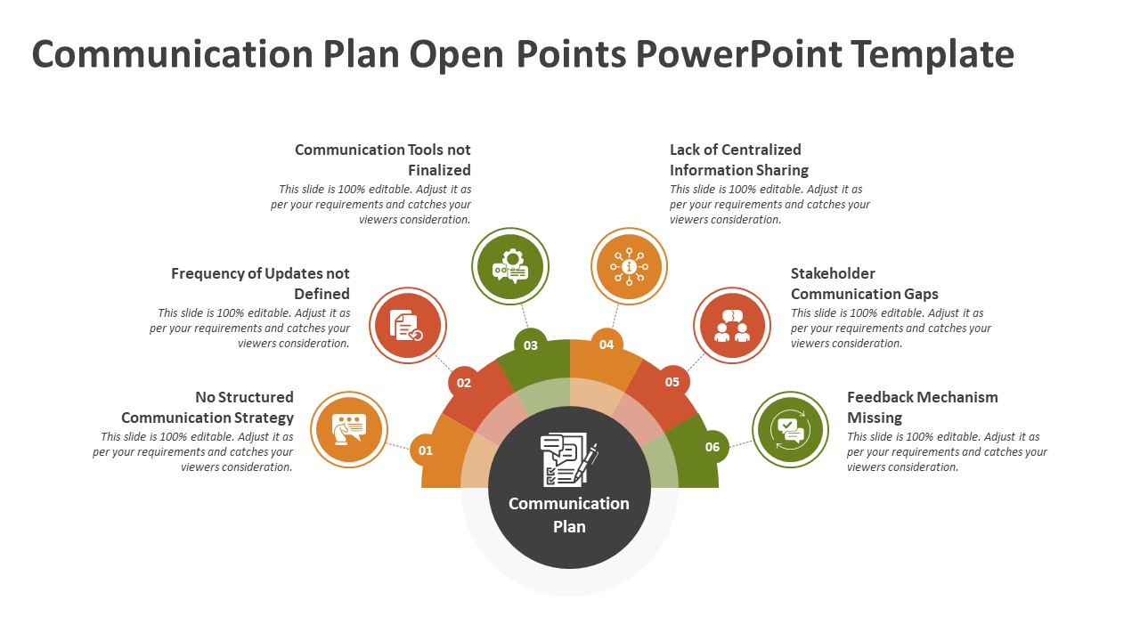 Communication Plan Open Points PowerPoint Template