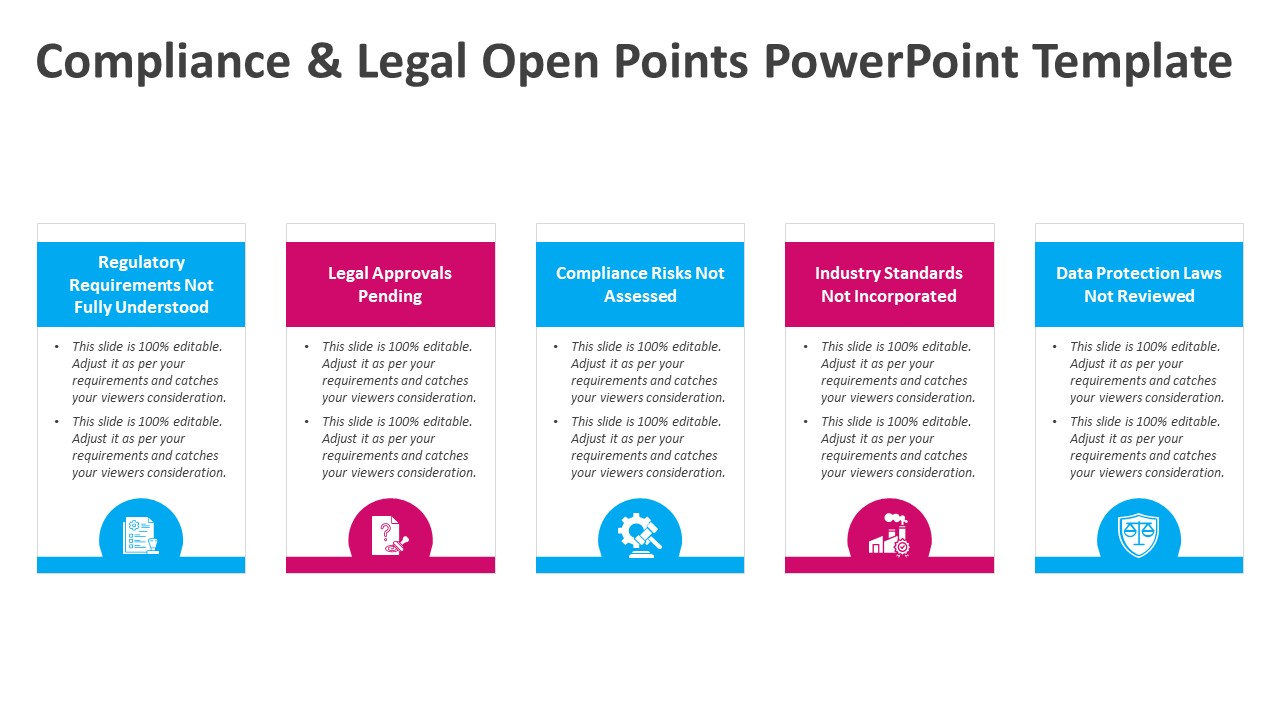 Compliance & Legal Open Points PowerPoint Template
