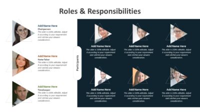 Roles and Responsibilities Presentation Template to Highlight Positions in Meeting