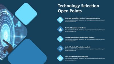 Technology Selection Open Points PowerPoint Template to Show Challenges in Technology Selection