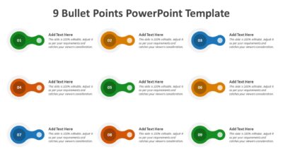9 Bullet Points PowerPoint Template to Present Action Plans