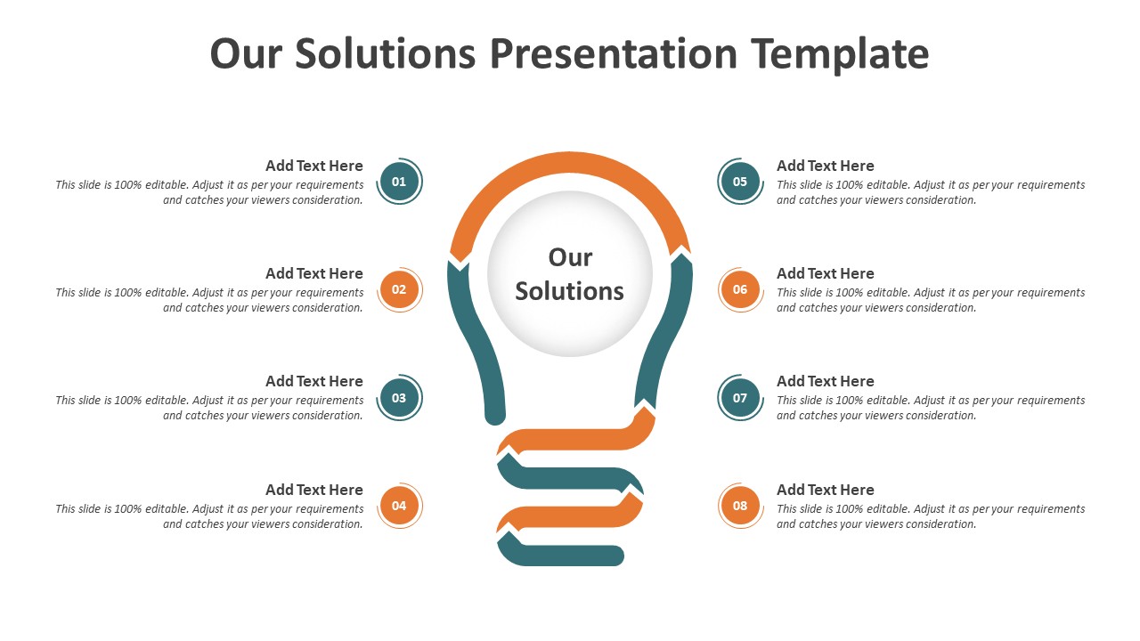 Our Solutions Presentation Template to Showcase Business Offerings